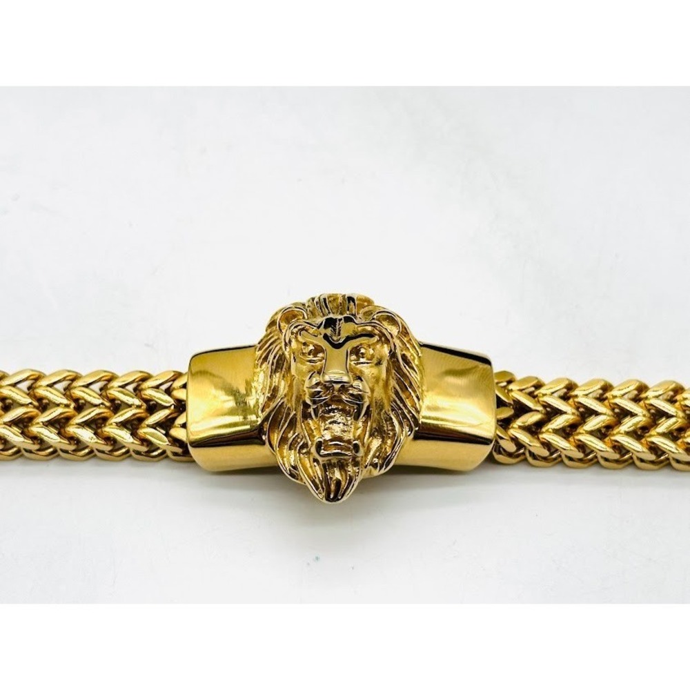 Luxury Gold Lion Head Chain Bracelet Heavy Statement Unisex 8.5" Designer Style - Picture 9 of 14